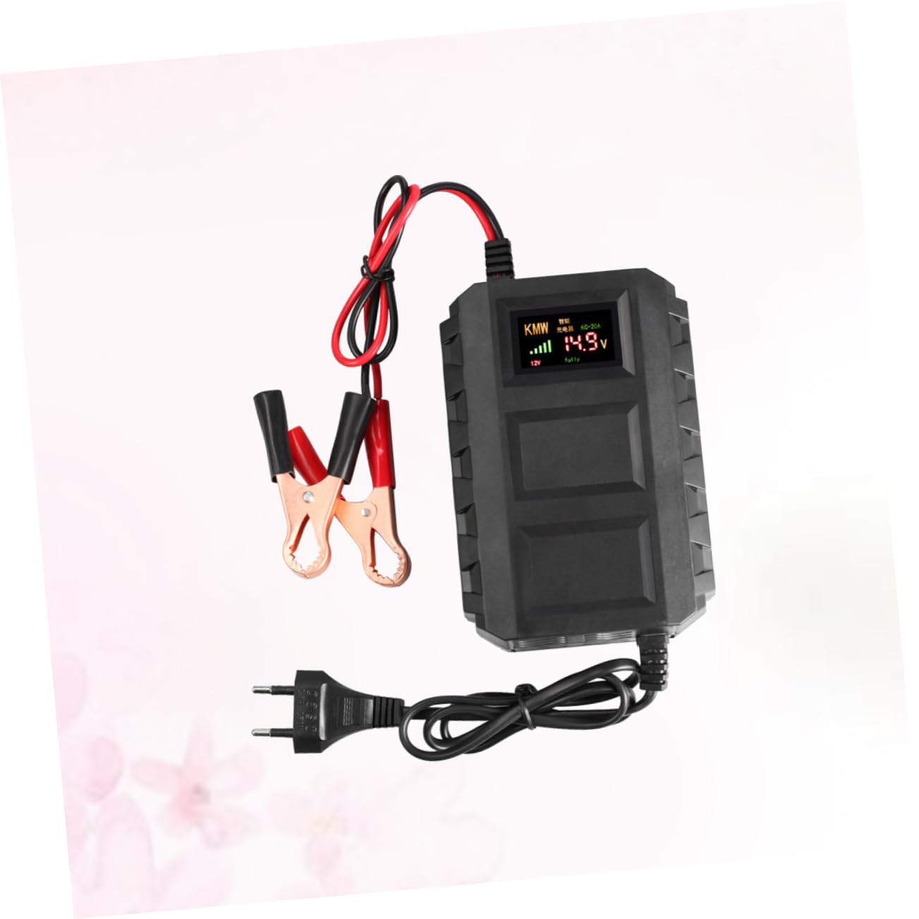 SOLUSTRE Caricabatterie con Protezione Sovracorrente per Batterie al Piombo 12v 20a e Ricarica Sicura in Plastica Nera per Auto e Moto per Motociclette