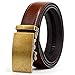 Produktbild ClearloveWL Herren-Gürtel, Business-Ratschengürtel, Ledergürtel, Designer-Luxus-Legierung, automatische Schnalle, brauner Riemen, geschäftliche formelle Stile (Gürtellänge: 120 cm, Farbe: Gold)