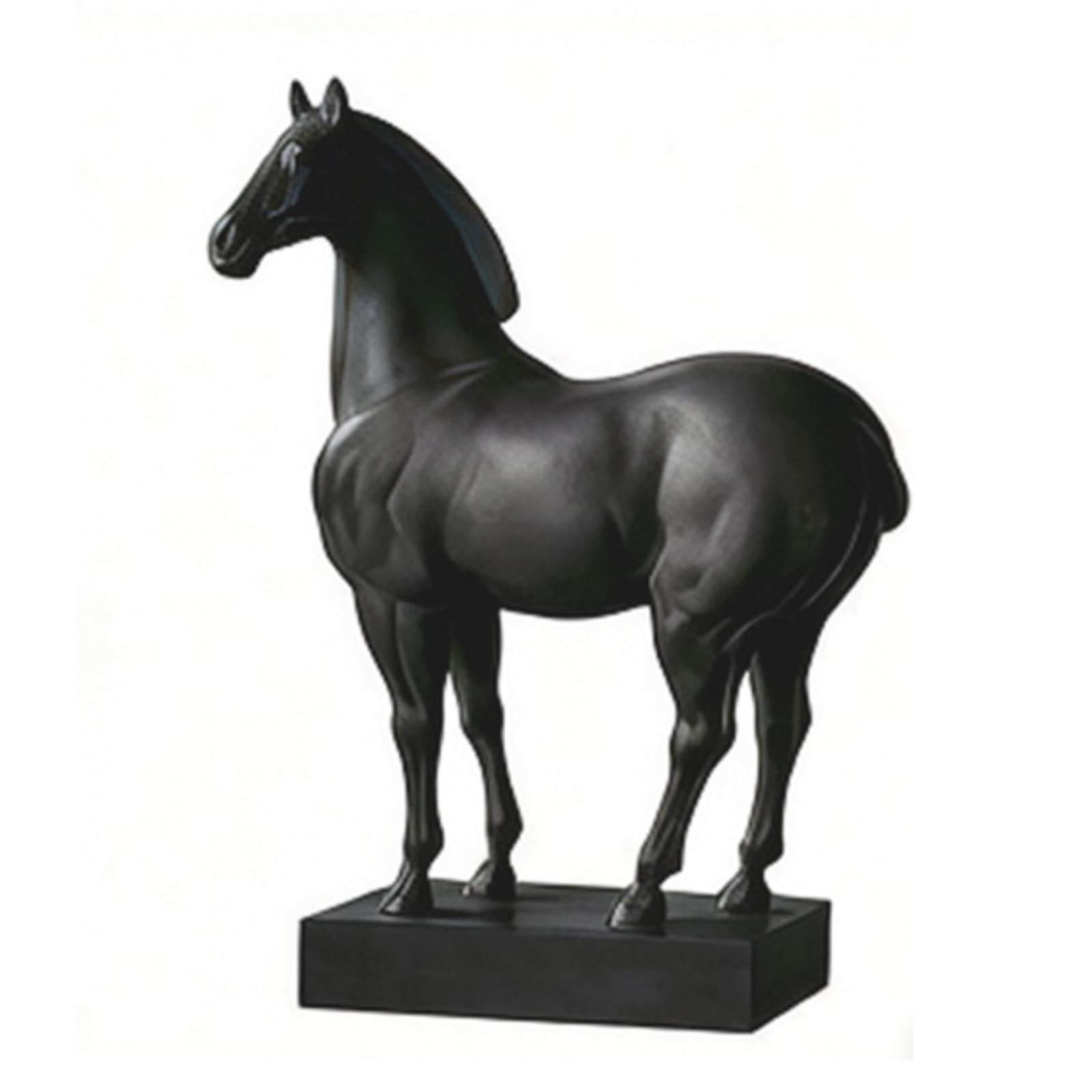 Figurine cheval sur socle statue decorative noire idee cadeau collection