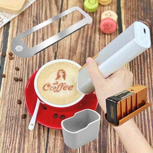 DIY Edible Inkjet Printer Pen for Cake & Coffee Desserts, Mini WiFi Food Printing Machine with Ruler - Perfect for Creative Baking & Party Treats (Black)