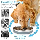 Antischlingnapf Hunde 304 Edelstahl, 1L Anti Schling Napf Hund mit Rutschfester Silikonmatte, Hundenapf Slow Feeder Metall, Futternapf Hund für mittelgroße und große Hunde Katzen