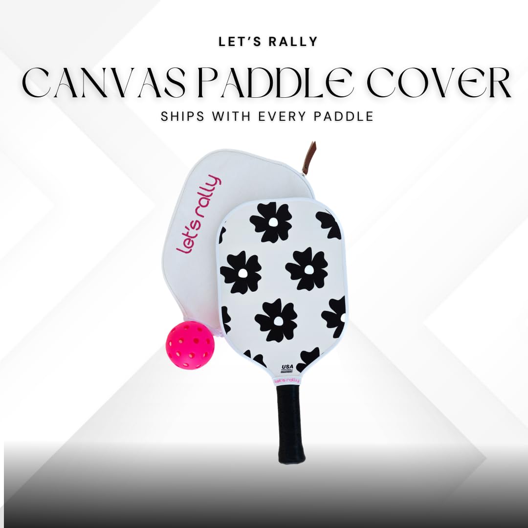 Let’s Rally USAPA Approved Fiberglass Pickleball Paddle – Cute Pickleball Paddle for Women, Indoor & Outdoor Pickleball Rackets (Flower Power)