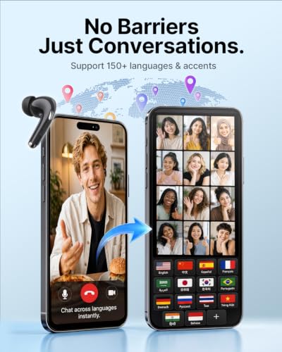 Image of AI Translation Earbuds Real Time 157 Languages Translator Ear Buds Interpreter Earphones, in-Ear Earbuds Support Playing Music Phone Calls, Audifonos Traductores Ingles Espanol for Travel Business
