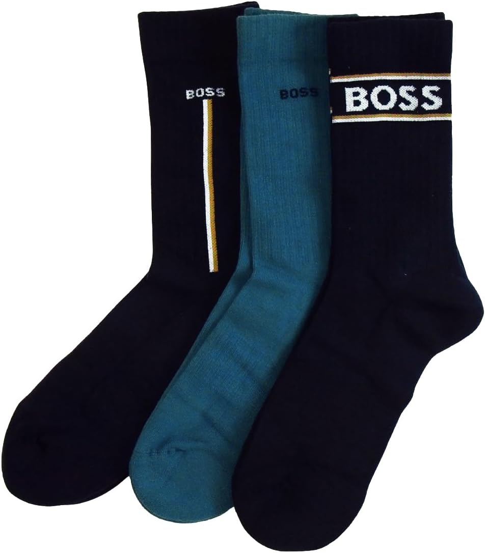 [BOSS] [ヒューゴボス][ボス]靴下 ソックス メンズ レギュラーレングス クルー丈 3足セット ギフトセット [並行輸入品]