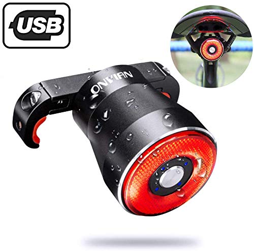 Onvian Smart Bike Tail Light, USB Rechargeable Ultra Bright IPX6 Waterproof Brake Sensing