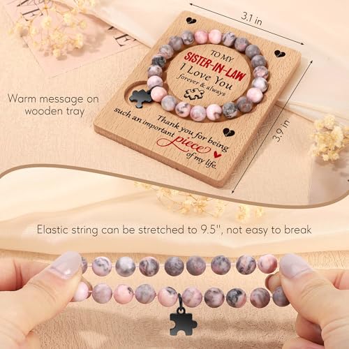 WZHENAINI Sister in Law Gifts, Sister Mothers Day Birthday Gift for Her, Unique Sisters Bracelets Mother's Day Wedding Annivesary White Elephant Gifts for Women Stocking Stuffers — view 4