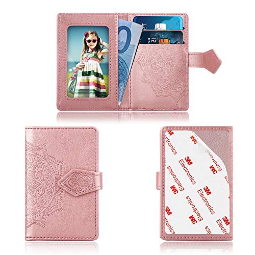MEUPZZK Cell Phone Wallet Slim 3M Adhesive Credit Card Holder Stick on Wallet Cell Phone for iPhone/Android/Samsung Galaxy and Most Smartphones (M-Rose)