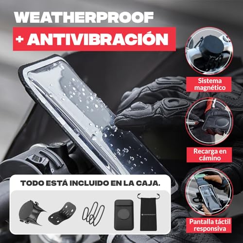 Soporte móvil moto magnético Shapeheart anti-vibración y resistente a la lluvia para manillar 3