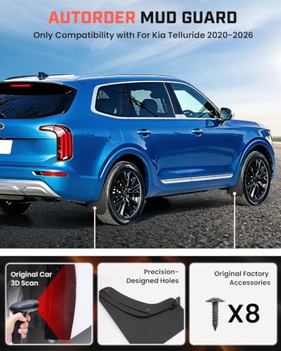 Image of Autorder Mud Flaps for 2020-2026 Kia Telluride Accessories All-Weather Splash Guards Protect Paint Mudflap No Drilling Required Mud Guard Set 4PCS