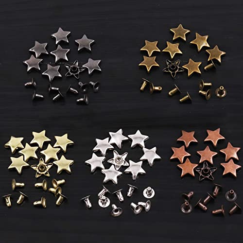 Swpeet S2400 120Pcs Bronze 0.47X0.23 Inch - 12X6Mm Star Rivets Studs Assortment Kit, Leather Star Rivet Studs Garment Rivets Leather Rivets Studs And Spikes thumb #4