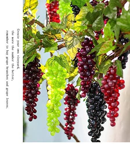 2 Pack Purple Green Grapes Artificial Fruit 1:1 Simulation Grapes Clusters for Home Party Wedding Wine Decor Still Life Sketches Game Props Photo Props (60 Grains 9 Inches) - Image 6