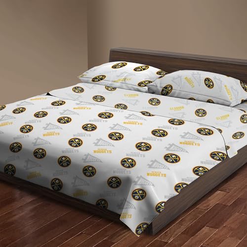 Northwest Officially Licensed Denver Nuggets NBA Queen Size Sheet Set – Soft Team Logo Bedding for Dorms, Bedrooms, Fan Caves & Game Day Style