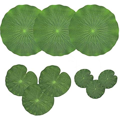 NAVAdeal Pack of 9 Artificial Floating Foam Lotus Leaves | Water Lily Pads Ornaments, Green | Perfect for Patio Koi Fish Pond Pool Aquarium Home Garden Wedding Party Special Event Decoration Cover