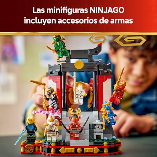Miniatura 3 de LEGO Ninjago Exposición de Personajes Ninja: 15 Aniversario - Puerta de Monasterio con 8 Minifiguras Coleccionables y Espadas - Regalo Nostálgico para Niños de 14+ Años y Fans Adultos - 71866