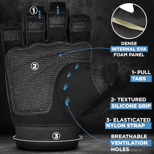 RDX Weight Lifting Gloves Gym Fitness Workout, Anti Slip Palm Protection Half Finger, Adult & Kids Exercise Glove for Powerlifting Deadlifting Bodybuilding Calisthenics Cycling Climbing, Men Women - Image 5
