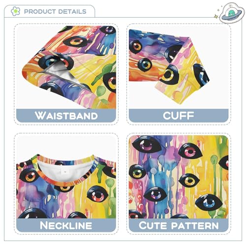 JUNZAN Halloween Scary Eyes Ball on Rainbow Little Boys Hoodie Sweatshirt Fleece Hoodies for Girls Party 4T3