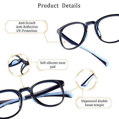 Image of LifeArt Kid Blue Light Blocking Glasses, Filter 85% of Harmful Blue Light, Anti Eyestrain and Blurry, Computer Glasses (Blue)
