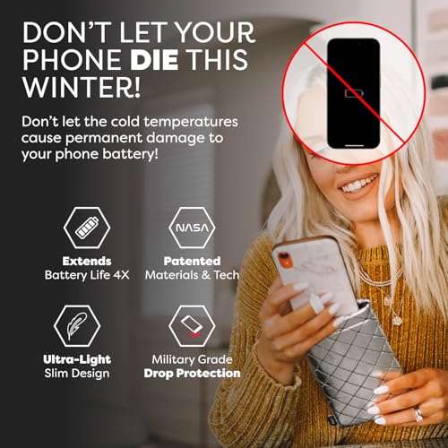 Image of PHOOZY Apollo II Thermal Phone Case with NASA-Derived Technology - Extends Battery Life 4X in Cold Weather and Heat - Military Grade 8-Foot Drop Protection Insulated Pouch - Medium Silver