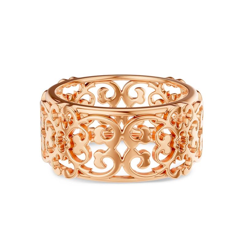 Image of Kisna Diamond & Gold Jewellery 18KT (750) Rose Gold For Women|Real Gold Band|Gold Band Women|Stylish & Simple Daily Wear Gold Band|Gift for Her, Birthday, Anniversary|Vintage Lace Gold Band S11
