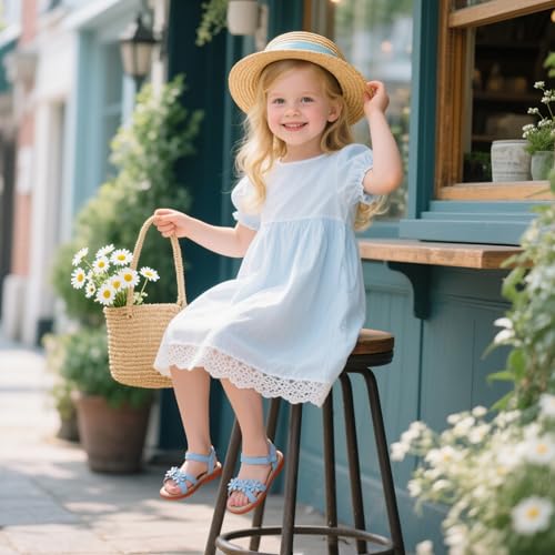 Image of Otter MOMO Girls Open Toe Princess Flat Sandals with Comfort Sole Summer Sandals