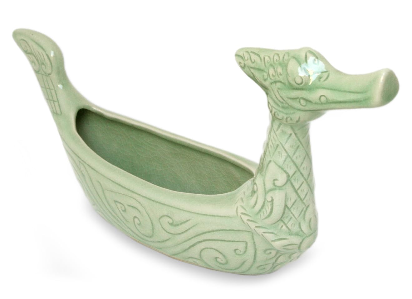 Vase en céramique artisanat d'art vert NOVICA 181073 style asiatique