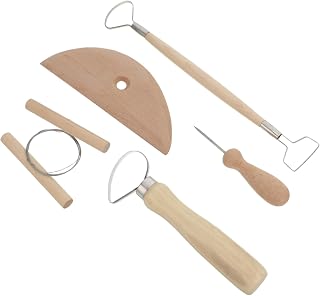 5 Piece Pottery Tool Set with Wood Handles for Clay Sculpting