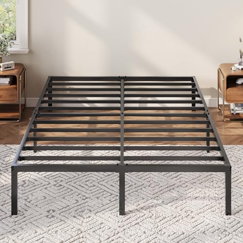 Image of Allewie Full Size Bed Frame, 12 Inch Metal Platform Beds with Storage Space, No Box Spring Required and Easy Assembly, Black