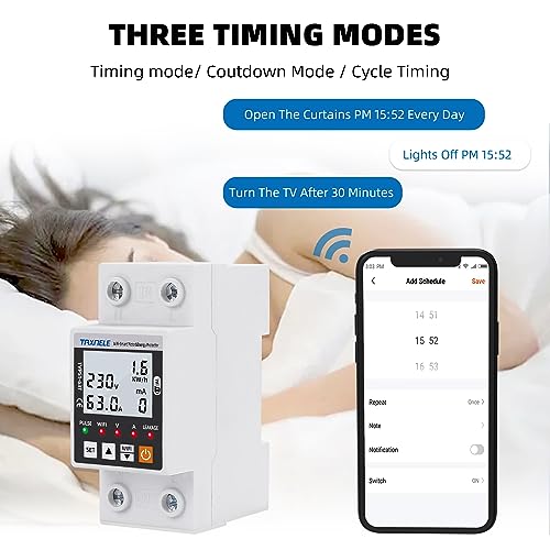 Image of Intelligent Energy Meter WiFi AC 63A 80-300V Leakage Intelligent Earth on Voltage Protection Relay Device Switch Circuit Breaker Power KWh Meter Smart Life 230V- HIVAGI