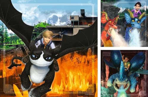 Puzzles 3x49 pièces : Dragons : les neuf royaumes Ravensburger France - vue 3