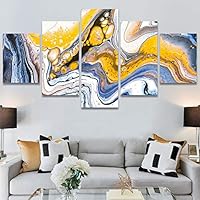 SIGNWIN 5 Panel Canvas Wall Art Modern Art Abstract Contemporary Edgy Mixed Media Multicolor Patterns for Home Decorations Ready to Hang - 60
