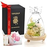 プリザーブドフラワー 誕生日プレゼント 女性 大サイズエンジェルのガラスドーム 枯れない花 バラ 緑 花 ギフト 人気 結婚祝い 母の日 ホワイトデー 2輪薔薇 お悔やみ お供え 彼女 記念日 ボックス付き