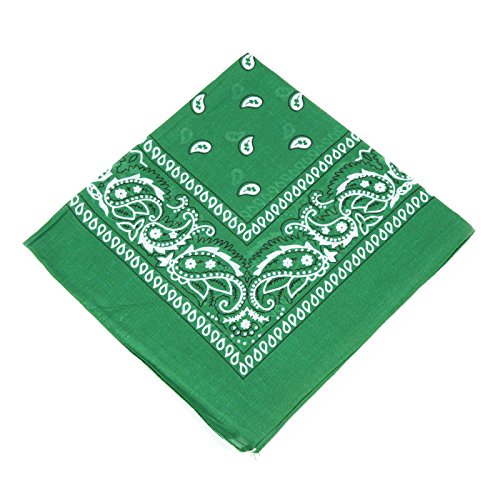 Boolavard® Lot de 1, 6 ou 12 Bandanas 100% Coton, motif Paisley, Couleur au Choix (Vert)