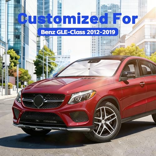 Image of Car Windshield Sun Shade for Benz GLE-Class 2012-2019 -[Reflective Coated Fabric] Sunshade Umbrella for Front Window, Car Shades Sun Visor Keep Car Cool and Protects Interior, 1:1 Exact Fit