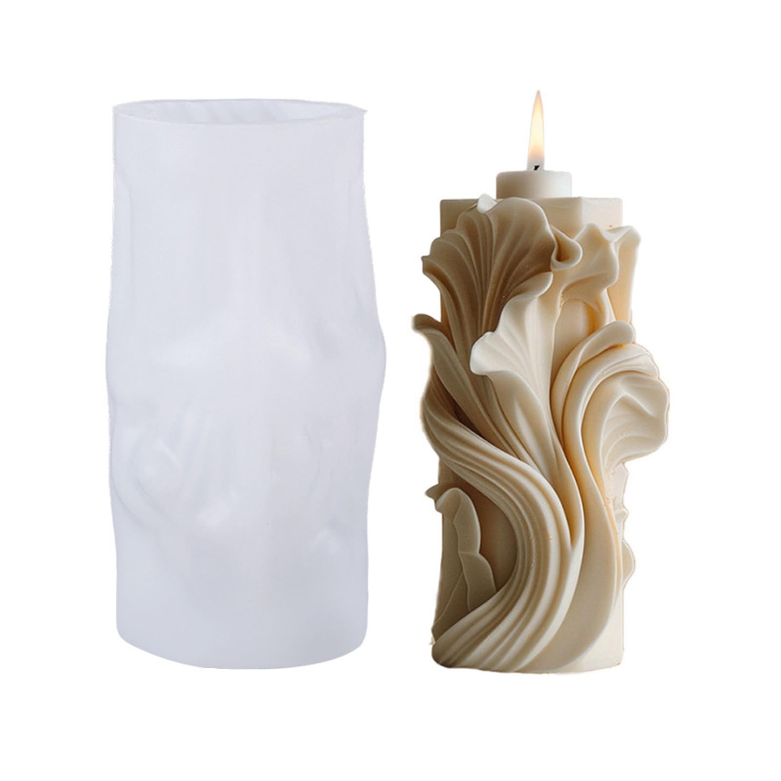 Jazuaiao Waved Pillar Molds Castings Ornament Epoxy Resin Flower Shape Silicone Plasters Molds Silicone Spirals