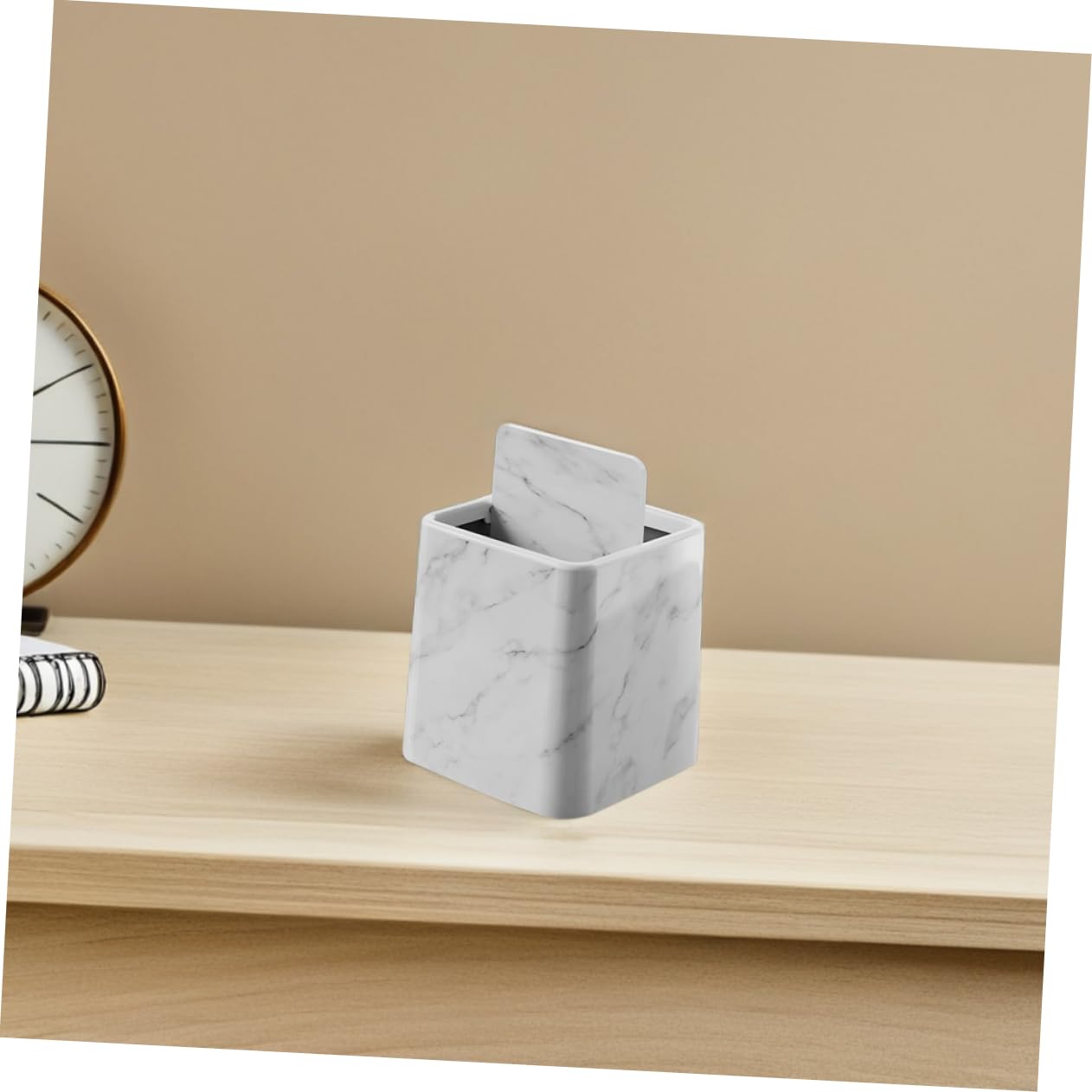LABRIMP 2pcs Marble Pattern Trash Can with Swing Lid Stylish Desk Wastebasket for Kitchen Bathroom Bedroom and Office Material Easy to with Trash Bags