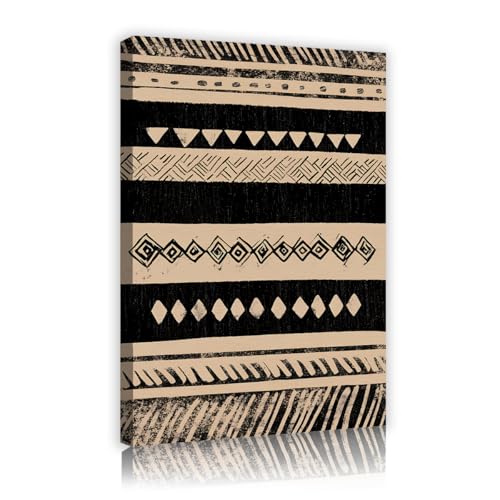Art mural sur toile tribal Aztèque beige motif triangle losange poster