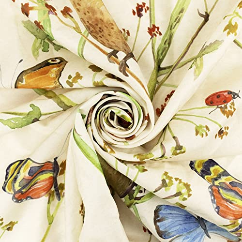 Lb Floral Plant Shower Curtain Watercolor Flower Butterfly Birds Beige Backdrop Vintage Bathroom Decor With Hooks, Easy Care Polyester Fabric Bathroom Curtain 72X72 Inch #TOP5