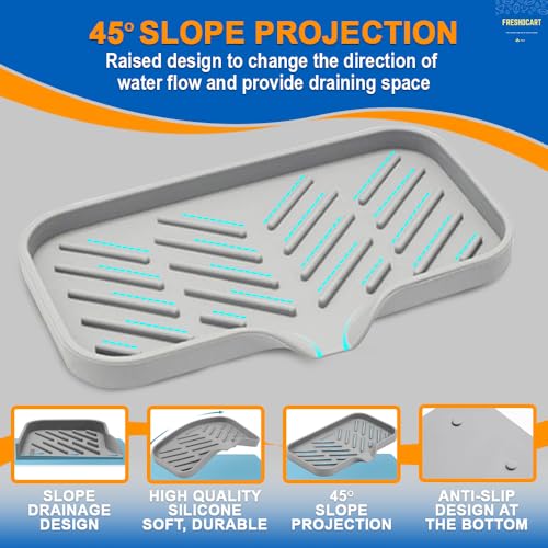 Image of FreshDcart Silicone Soap Holder for Kitchen & Bathroom, Quick-Drying Non-Slip Soap Dish, Sponge Organizer for Sink & Countertop, Durable, Easy to Clean (Grey, Pack of 1)