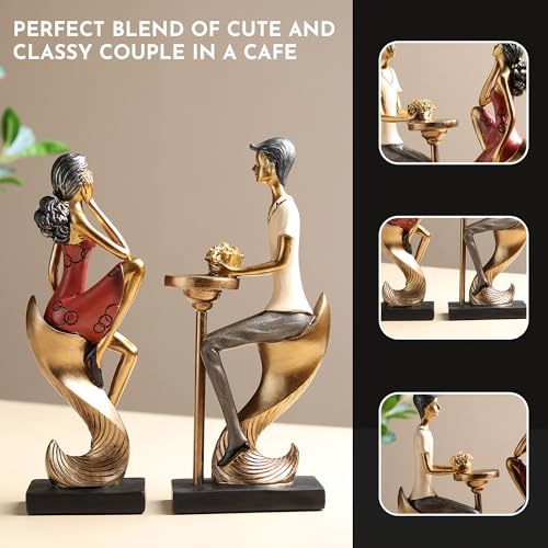 Image of ARMONIA Romantic Decorative Couple Figurine Set |Showpiece for Home Decor|Resin Statue| Elegant Sculpture for Anniversary,Valentine's Day,Wedding&Gift Items 26cm