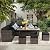 YOCONYO Patio Furniture Set, 7 Pieces Outdoor Dining Sets, All Weather Rattan Conversation Set Outdoor Dining Sectional Sofa with Dining Table, Ottoman (Brown-Black, A-7 Pieces)