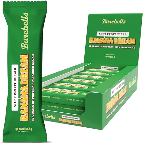 Barebells - Barritas Proteína - 16g Protein x Bar - Baja en azúcar y Calorías - Sin Aceite de Palma - Banana Dream (12 Barritas x 55g)