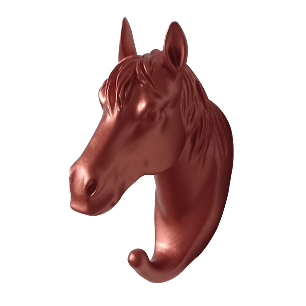WOVEBIUS 3D Animal Head Wall Hanger Resin Coat Hat Hanging Hook Heavy Duty Holder Rack Home Decoration Type 1,Rose Gold,Horse Head