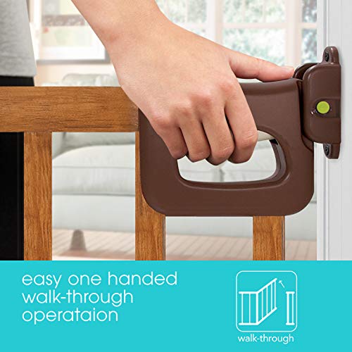 Summer Infant Deluxe Stairway Simple To Secure Wood Gate, 32” Tall Fits Openings Up To 30” To 48” Wide Baby And Pet Gate For Hallways, Doorways And Stairways, Oak #TOP3