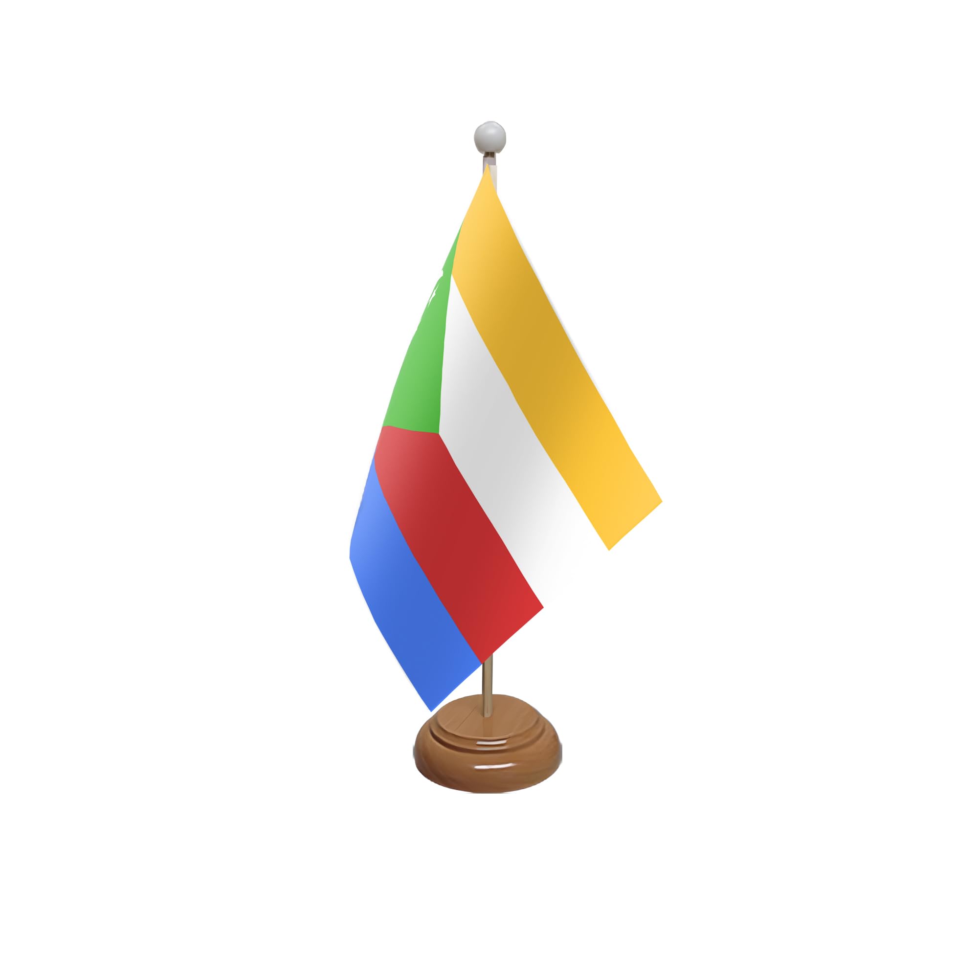 Flagtex Comoros Wooden Table Flag With Wooden Base