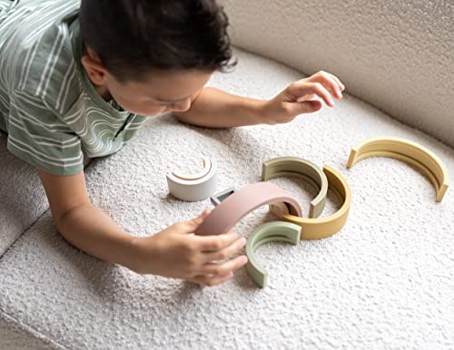 Image of Rainbow Stacking Toy - Silicone Montessori Teething Toy for Toddlers & Childrens Development - Open-Ended & Sensory, Imagination & Fine Motor Skills