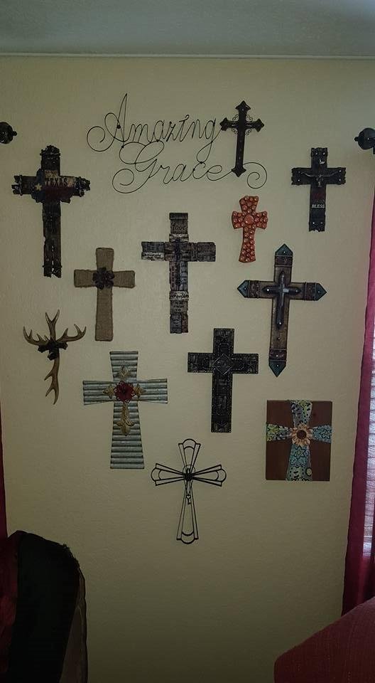 Amazing Grace Metal Cross Wall Art, Brown Home & Kitchen