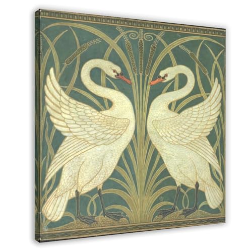 Impression toile cygnes iris grue Walter déco murale salon tableau carré 50cm