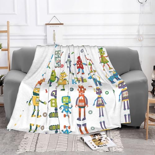Couverture flanelle robots mignons plaid voiture couverture douce salon