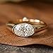 SilverQ Classic Dome Style East To West Oval Diamond Ring for Women 14K Yellow Gold Plated Half Bezel Set Solitaire Engagement Ring 925 Sterling Silver Handmade Wedding Anniversary Jewelry Gift