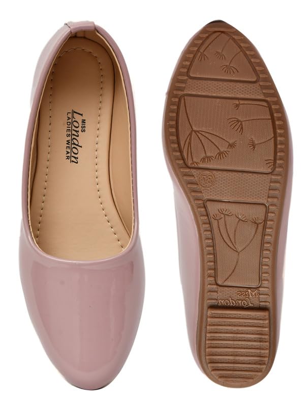Image of MISS London Women's Bellies | Patent Leather Flats for Casual & Office Wear | Stylish & Comfortable | TPC Sole